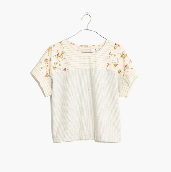 Madewell x The New Denim Project Patchwork Top In Railroad Stripe - Picture 15 of 15